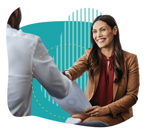 Man and woman shaking hands